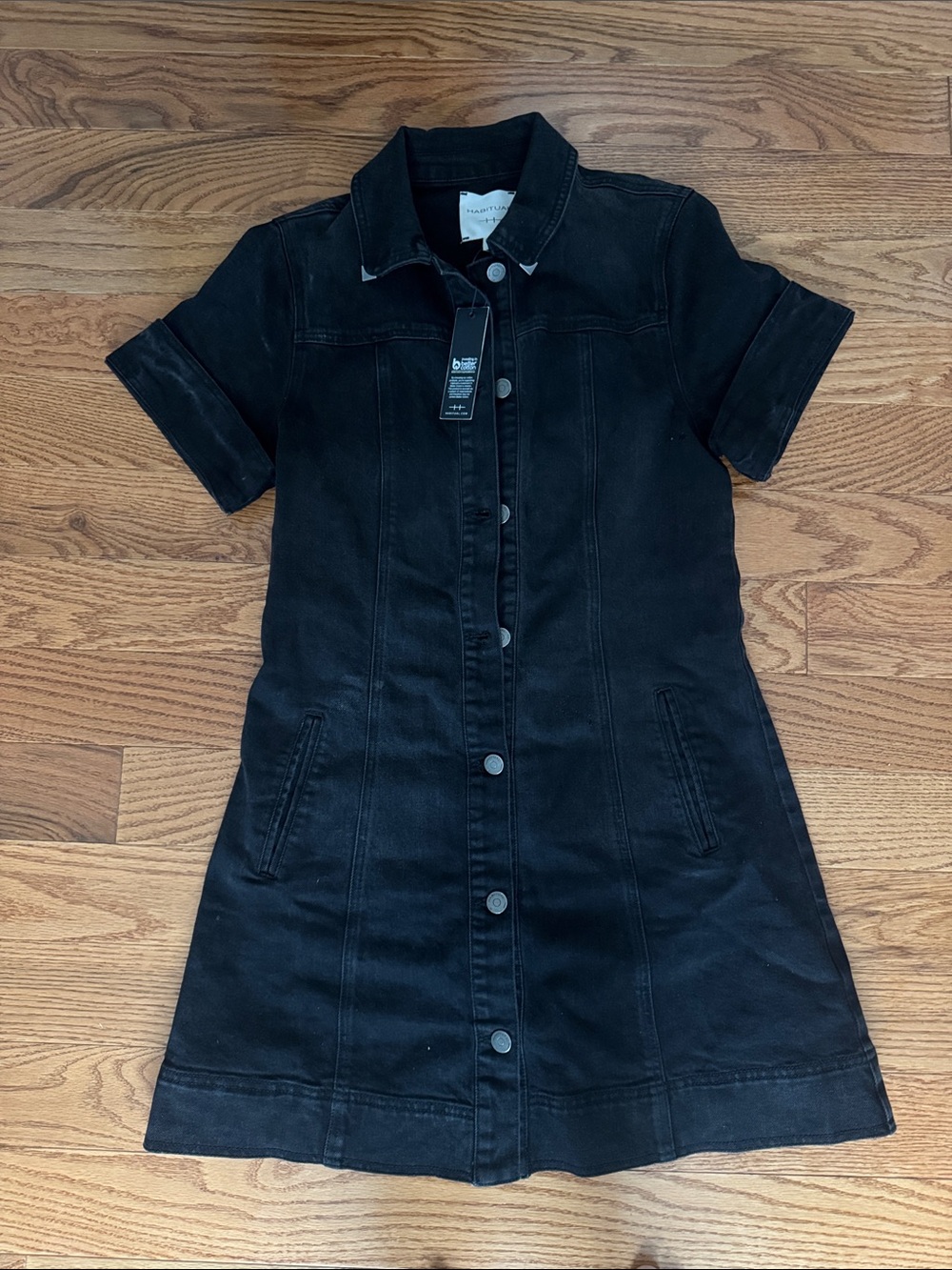HABITUAL Black Denim Button-Down Dress NWT